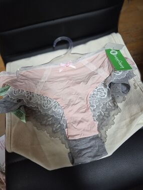 Honeydew Intimates Pink and Gray Lace Bikini Panty - L